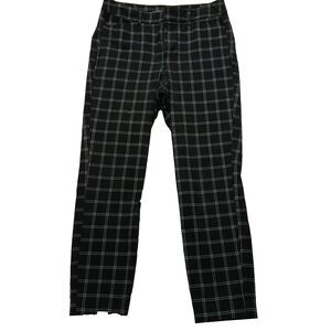 Old Navy High Rise Pixie Never Fade Ankle Pants Sz 8 Black Plaid Windowpane Grid